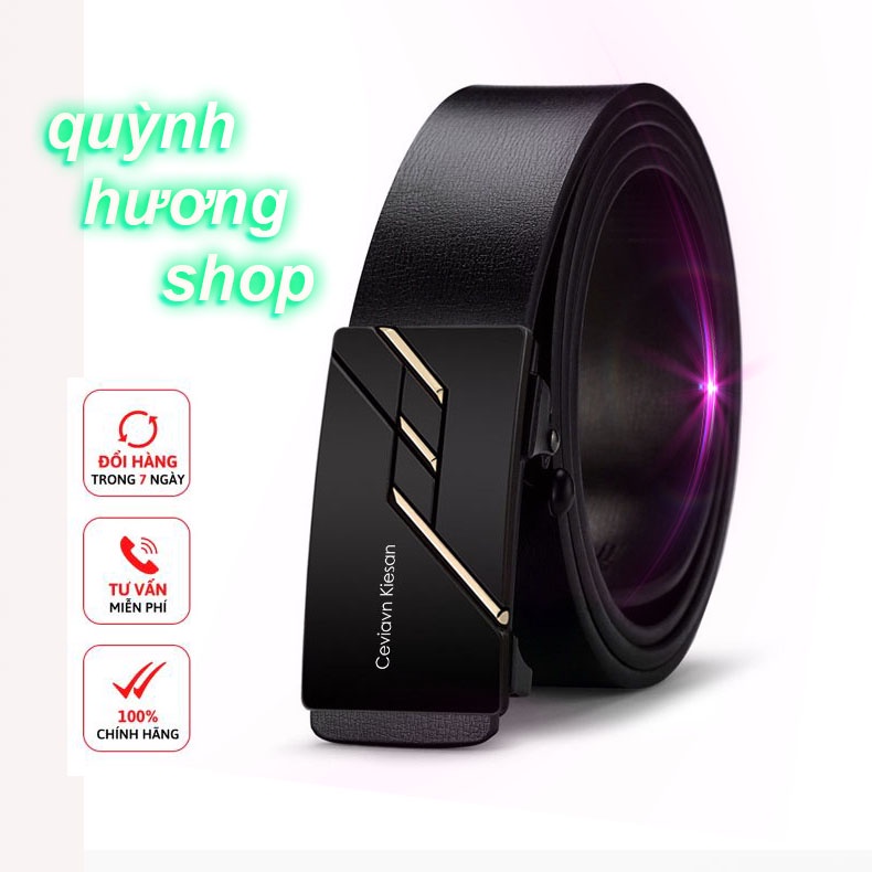 Thắt Lưng Nam doanh nhân Cieviavn Kiesan 07 da thật khóa mạ titan dây bóng, bền, đẹp màu đen rộng 33mm