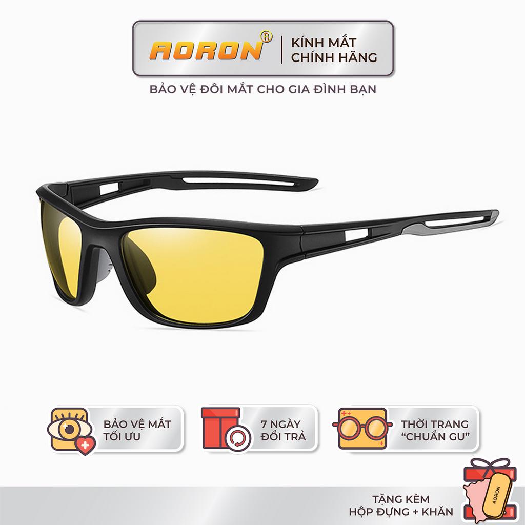 Kính Thể Thao Phân Cực Polarized AORON Tròng Vàng Nhìn Đêm An Toàn Khi Lái Xe Giúp Giảm Lóa Đèn Pha, Gọng TR Siêu Bền