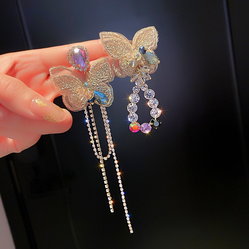 Khuyên Tai Bạc 925 Hình Bướm Đính Đá Thời Trang Phong Cách Hàn Quốc Cho Nữ