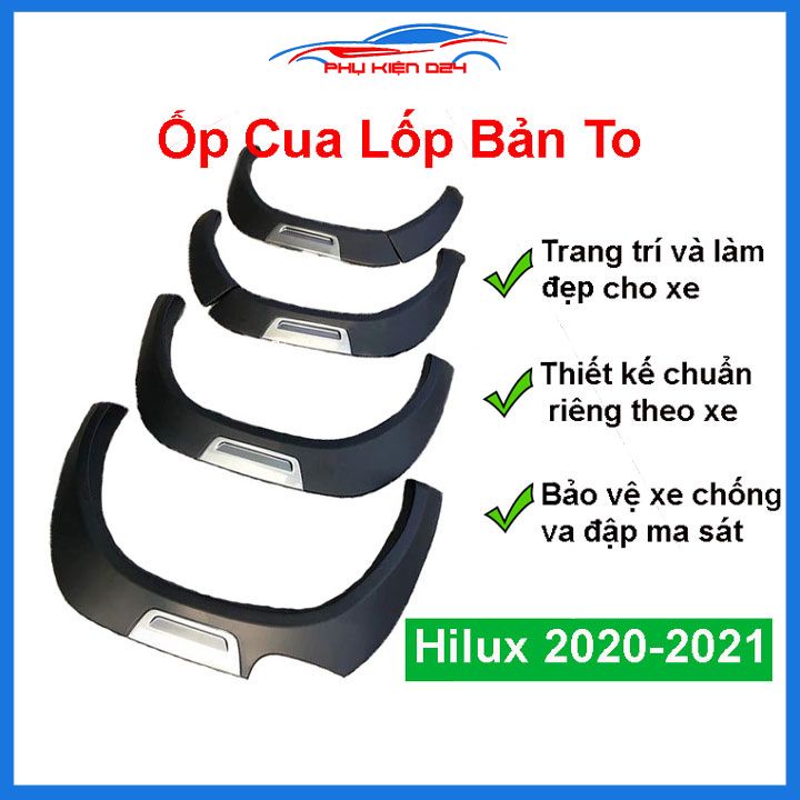 Ốp cua lốp Hilux 2021-2022 bản to bảo vệ bánh và làm đẹp xe