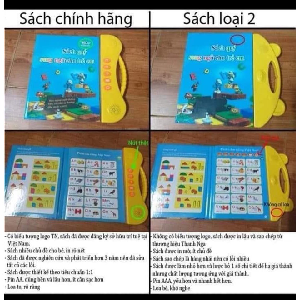 Sách quý song ngữ cho trẻ em tiếng Anh + Việt - Bản nâng cấp (chính hãng)