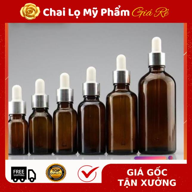 Lọ Chiết Serum ❤ Lọ đựng tinh dầu 50ml Dày bóp giọt Khoen Bạc , lọ chiết serum , phụ kiện du lịch