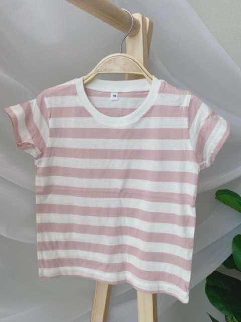 Áo Phông Kẻ Cộc Tay MUJI Cho Bé Trai Gái 1-8 Tuổi