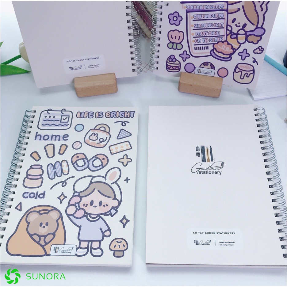 Sổ Tay A5 Gáy Xoắn Giấy Đẹp Kẻ Ngang 120 Trang Notebook Dễ Thương