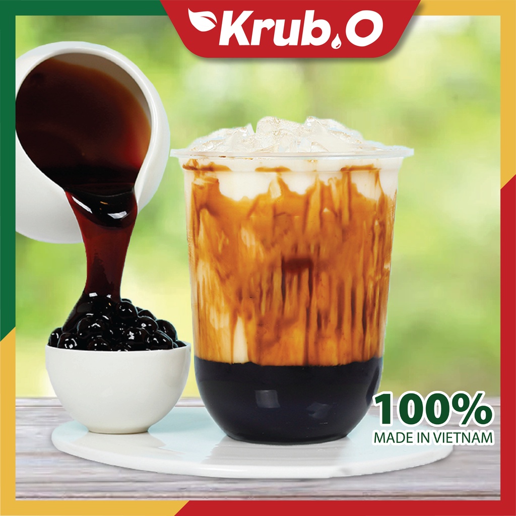 Siro đường đen Krub.O nguyên liệu pha chế trà sữa đồ uống trà hoa quả cà phê chai 580ml