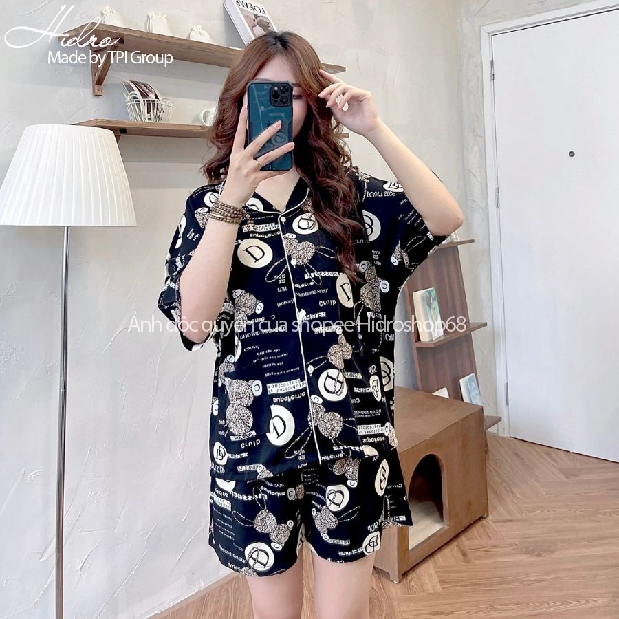 COMBO Bộ Ngủ Pijama Chất Lụa Hoạ Tiết Dễ Thương Kèm Dây Buộc Tóc Scrunchies