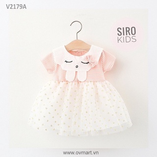 Đầm xoè bé gái, váy công chúa, váy bé gái in hình ngộ nghĩnh