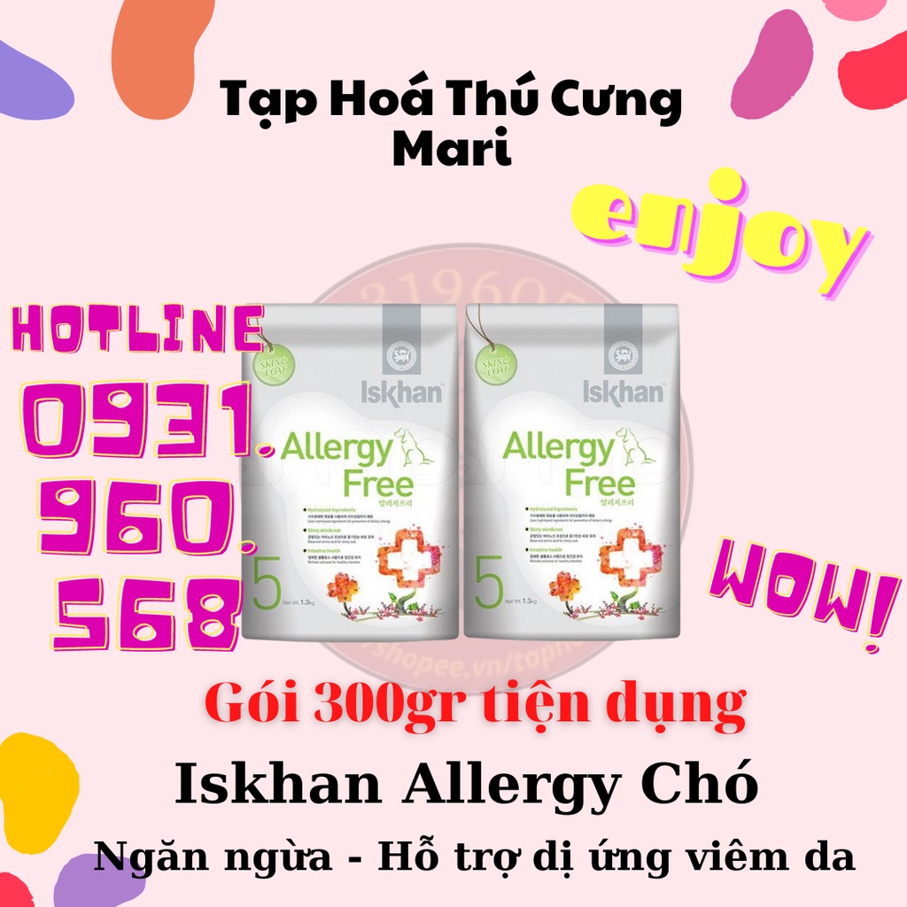 Thức ăn hạt khô Iskhan Allergy Free cho chó HỖ TRỢ VÀ NGỪA VIÊM DA DỊ ỨNG - Nhiều size - Taphoamari