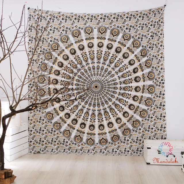   Mandala Ấn Độ treo tường trang trí 100% cotton 2.1m x 2.4m