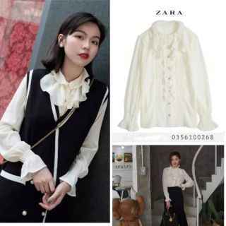 Áo sơ mi bèo nhún Zara blouse công sở