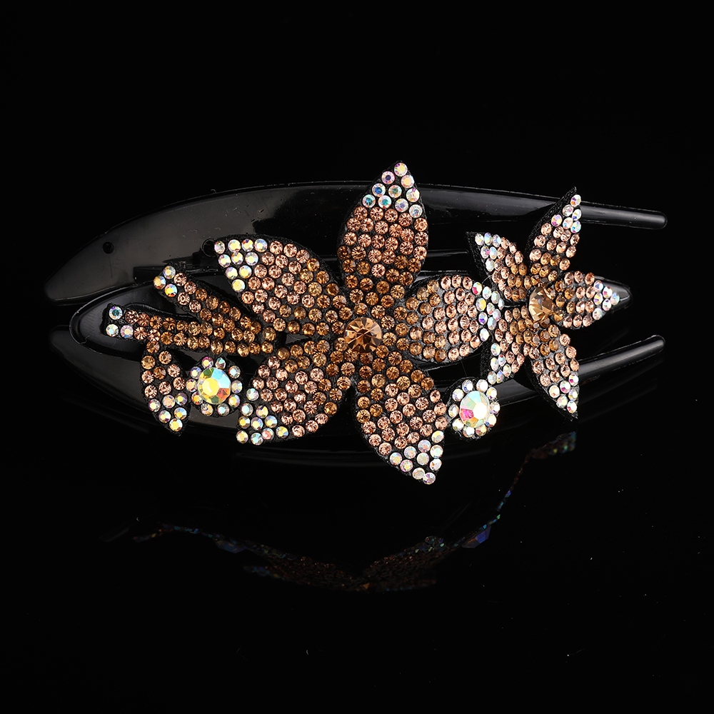 Kẹp tóc họa tiết hoa đính đá thời trang cho nữ