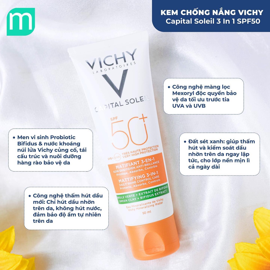 Kem Chống Nắng Vichy Capital Soleil 3 In 1 SPF50 50ml