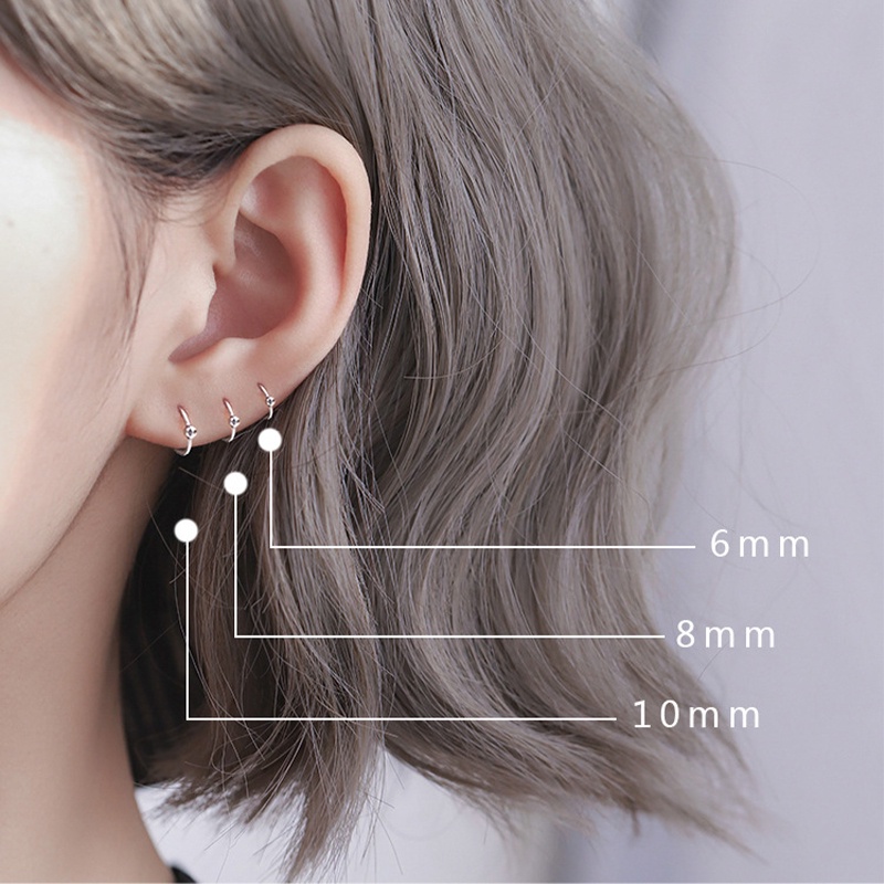 Khuyên tai mạ bạc 925 cỡ nhỏ hợp thời trang phong cách Hàn Quốc