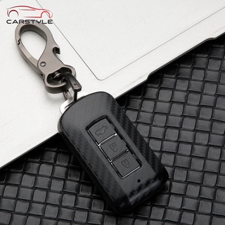 Bao da chìa khóa sợi carbon ABS nhám cho Mitsubishi Xpander Cross/ Lancer Pajero/ Mirage/ Attrage/ Montero/ Outlander