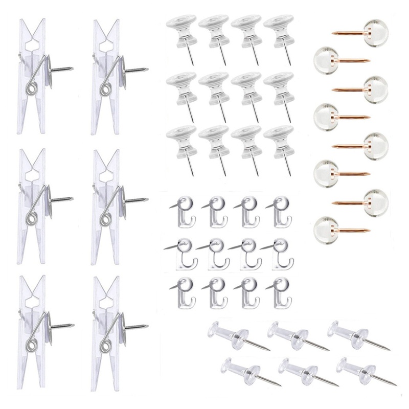 Bộ 120 Đinh Ghim Trong Suốt Kèm Hộp Đựng DIY Cho Nhà Trẻ/Trường Học