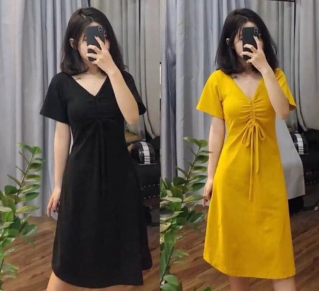 Đầm Suông Cổ Tim Rút Dây Ngực Sang Chảnh - VN18