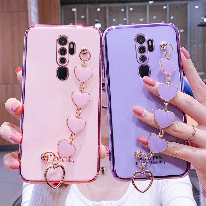 Ốp Điện Thoại Silicon Mềm Có Dây Đeo Họa Tiết Nữ Tính Cho OPPO A9 2020 A5 2020