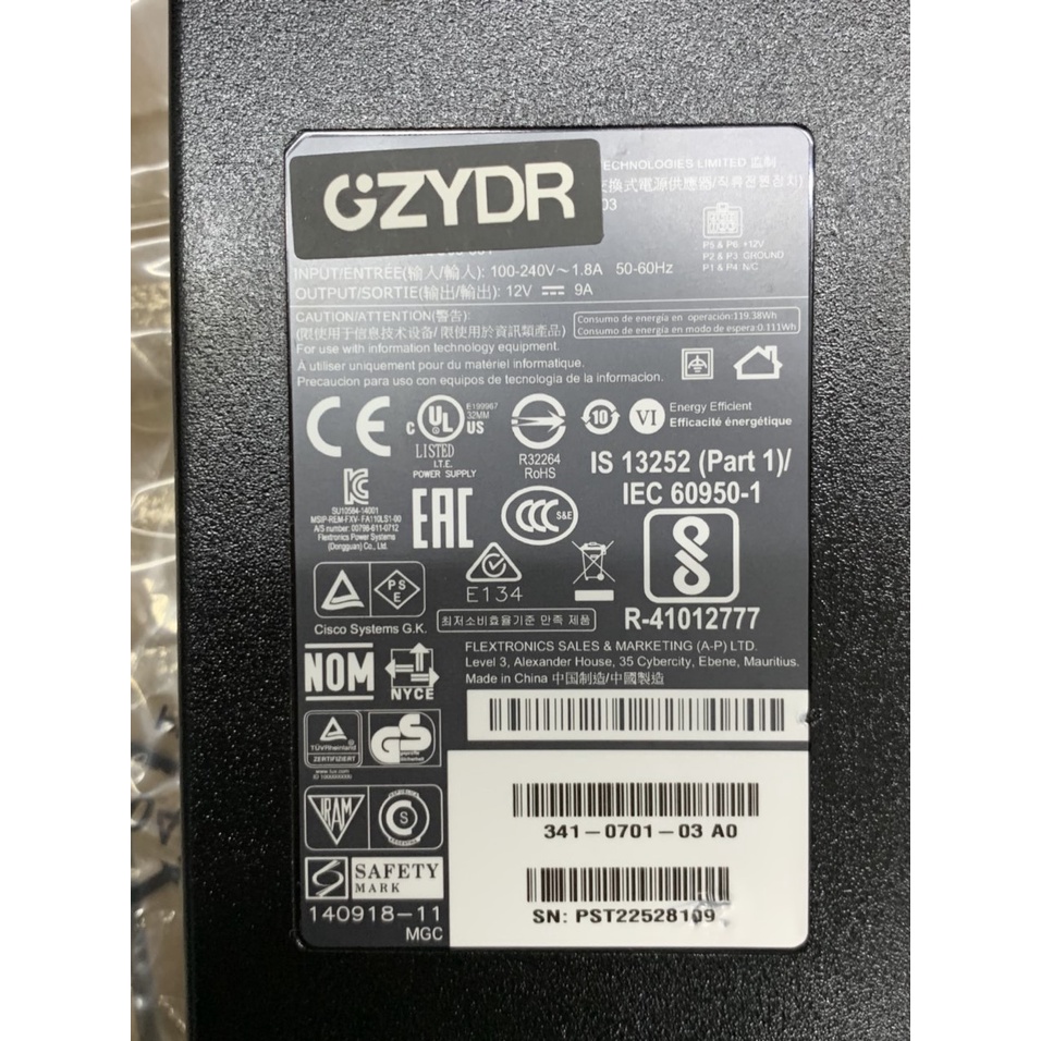 Adaptor cisco 108w 12v9a Cisco PWR-4320-AC 341-0701-03 Power Supply Adapter for ISR4321 FA110LS1-00