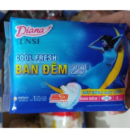 Băng vệ sinh Diana Ban đêm Sensi Cool Fresh có cánh 35cm/29cm