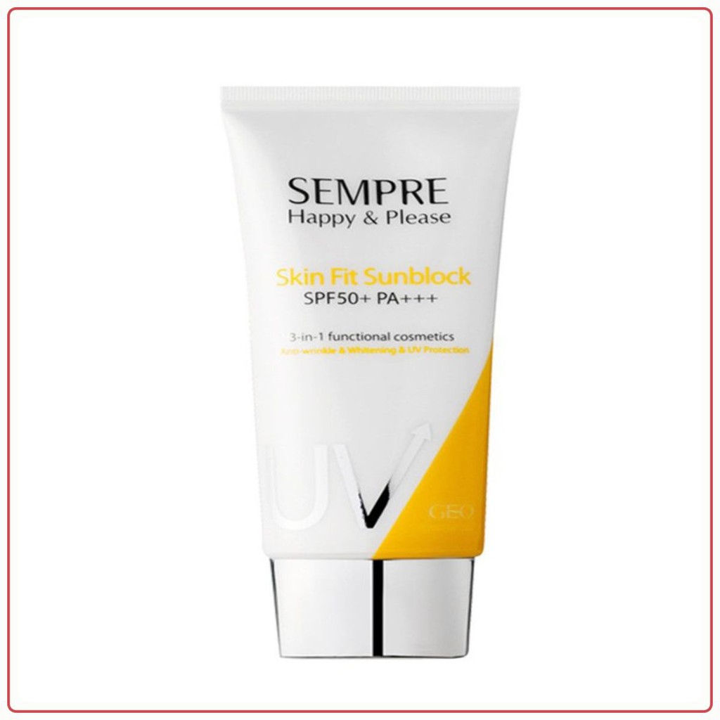 Kem Chống Nắng Vật Lý Kiềm Dầu cho mặt và cơ thể 50ml Sempre Happy &amp; Please Skin Fit Sunblock SPF50+ PA+++ 50ml