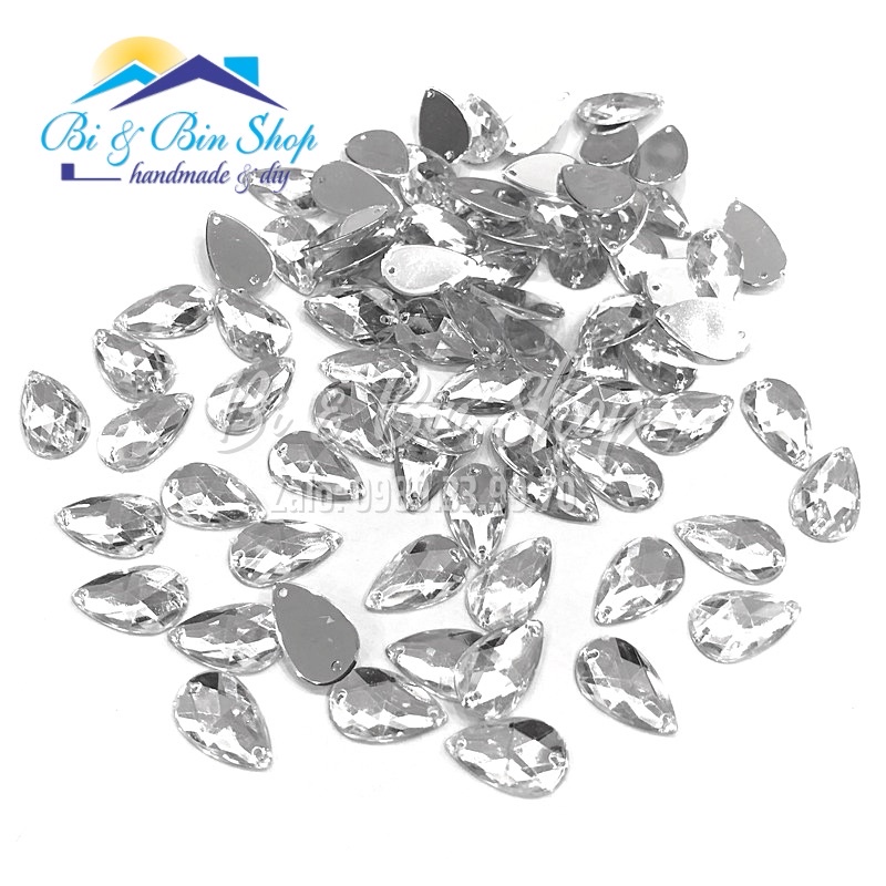 72 Viên Đá Kết Giọt Nước 11x18mm Đính Kết Trang Phục Thời Trang, Làm Phụ Kiện Handmade