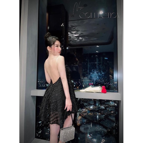 Đầm suông tua rua 2 dây xích restock