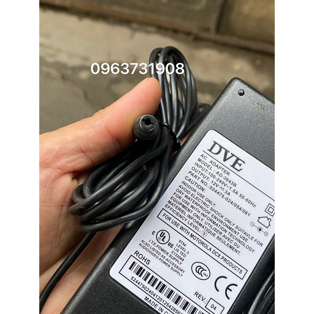 Adapter nguồn 12V-3A DVE chính hãng DVE