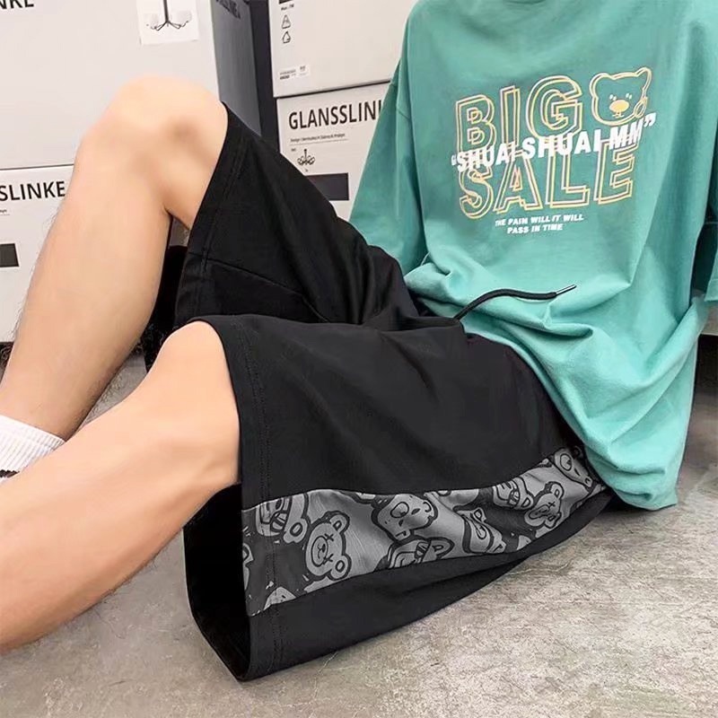 Quần short thể thao ống rộng họa tiết hoạt hình thời trang mùa hè dành cho nam