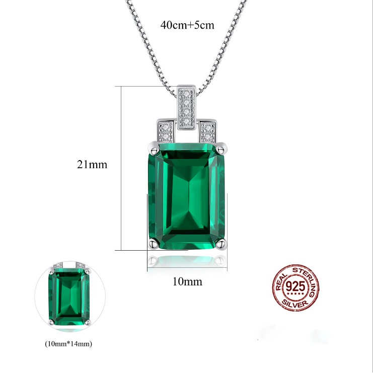 Dây Chuyền Bạc Nữ S925 Đá Màu Xanh Lục M-1456 Bảo Ngọc Jewelry