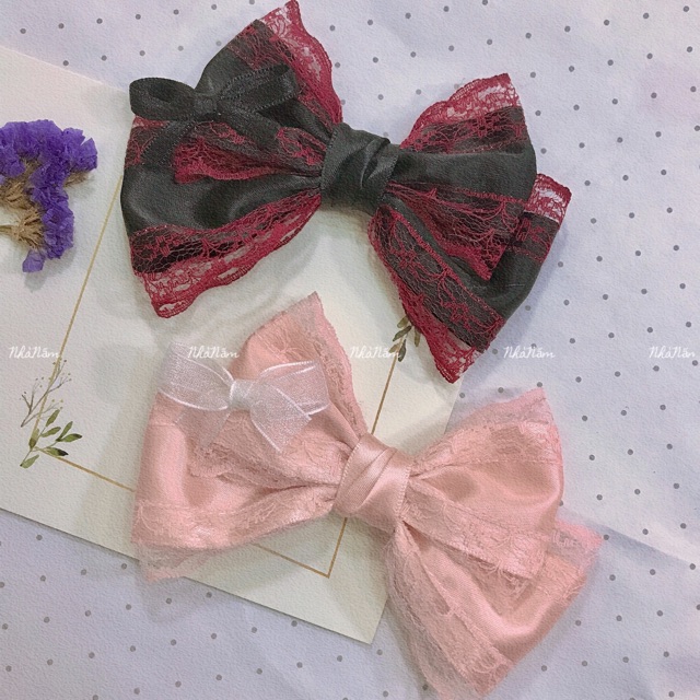 KẸP TÓC NƠ LOLITA ĐÁNG YÊU - [ Nhà Nấm handmade ]