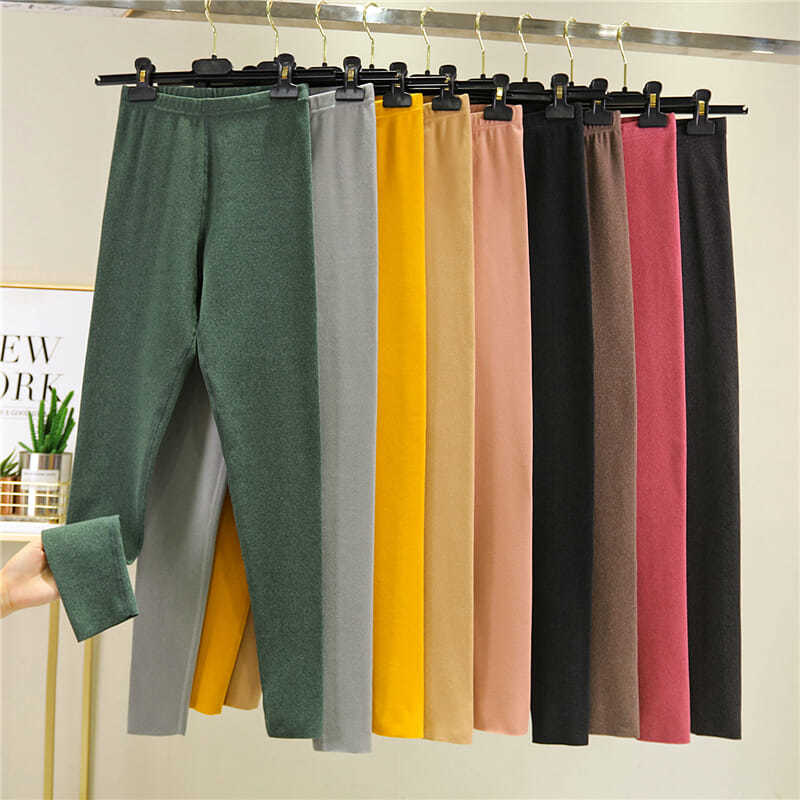 Quần Legging Không Đường May Vải Lông Cừu Dày Thời Trang Mùa Thu Cho Nữ