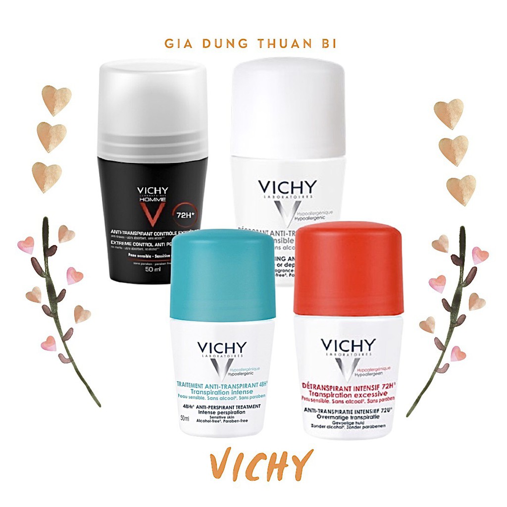 Lăn nách Vichy 48H Chính hãng Pháp lăn khử mùi Vichy nam nữ