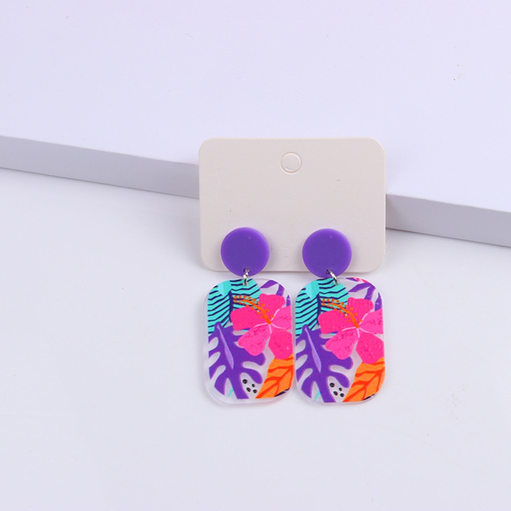 Khuyên Tai Hình Bông Hoa Bằng Acrylic Màu Sắc Đối Lập Dành Cho Nữ