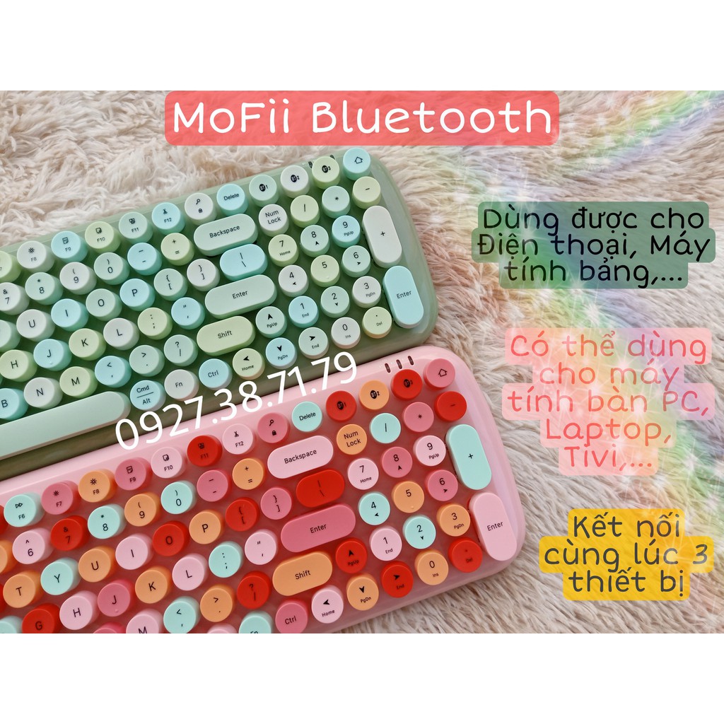 (CÓ SẴN) Bàn phím không dây MOFII CANDY Bluetooth  - Kết nối Bluetooth và ghi nhớ được 3 thiết bị cùng lúc