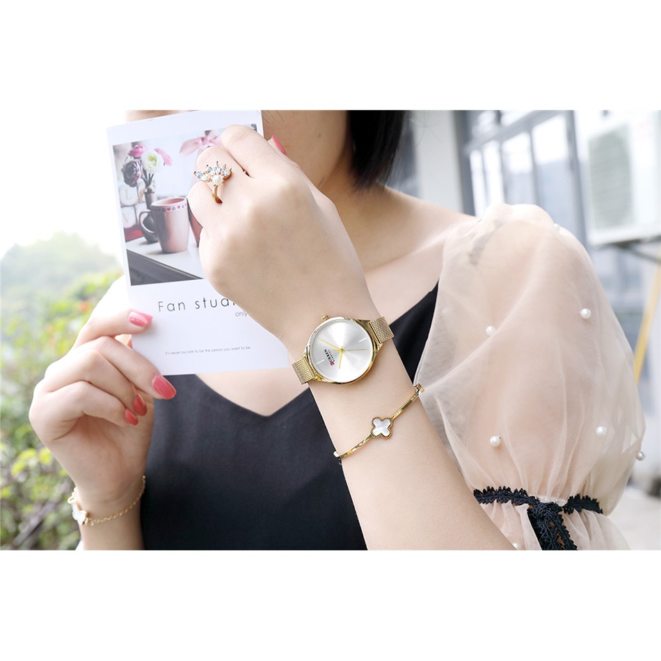 Đồng Hồ Quartz CURREN Dây Da Chống Thấm Nước Bằng Thép Không Gỉ Sang Trọng