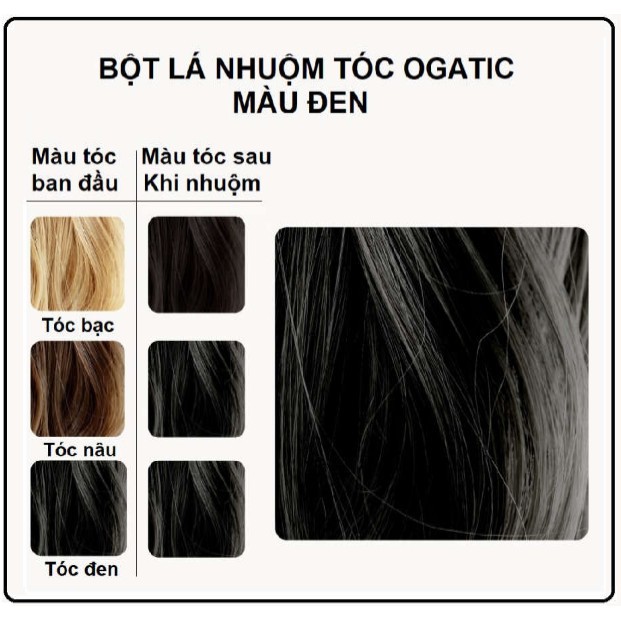  [Rẻ Vô Địch][Shopee Trợ Giá] BỘT LÁ NHUỘM TÓC OGATIC – MÀU ĐEN  Nô tô ke