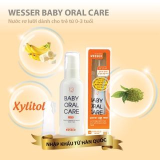 (Date mới 2021)Combo dung dịch rơ lưỡi kèm bàn chải silicon Wesser hàng nhập khẩu Hàn Quốc