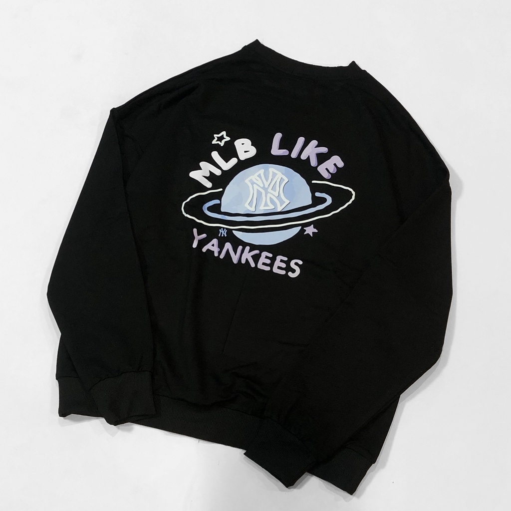 Áo sweater MLB YANKEES cotton thun dài tay form rộng , phông dài tay unisex, Zoeclothing