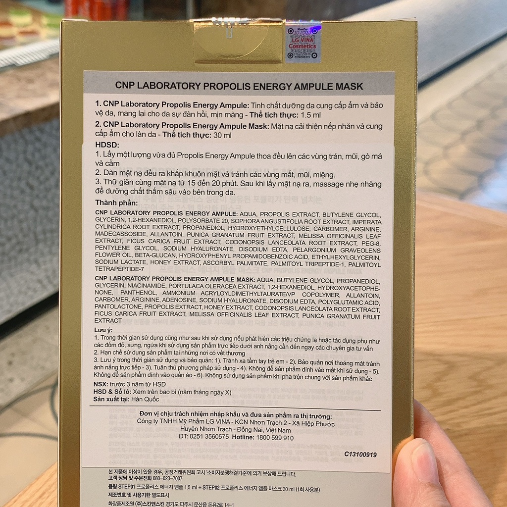 Mặt nạ keo ong tái tạo da 2 trong 1 CNP Laboratory Propolis Energy Ampule 2-Step Mask 41.5ml
