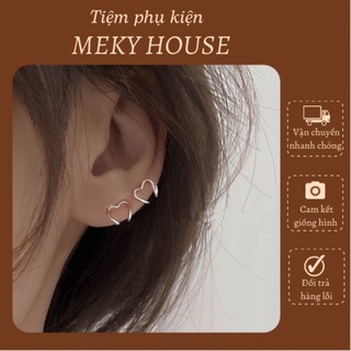 khuyên tai dáng kẹp vành không cần bấm lỗ tai hình trái tim dánh mảnh (1 đôi)
