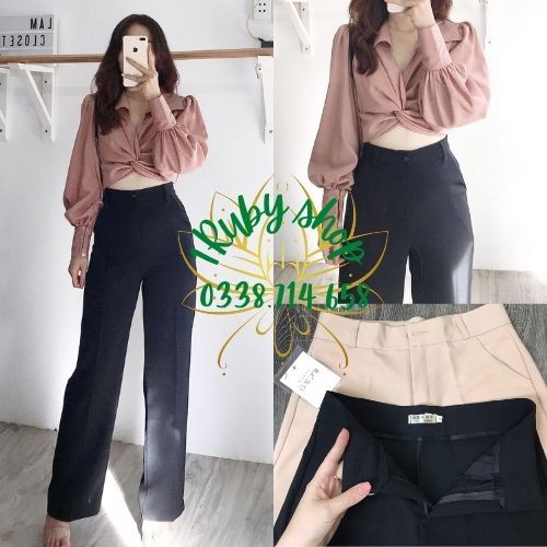 Quần Suông Ống Rộng 🍀FRRESHIP🍀Quần Culotes Lưng Cao Kéo Dài Chân Vải Vitek Cao Cấp 2 Màu