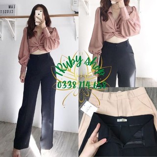 Quần Suông Ống Rộng  Lưng Cao Kéo Dài Chân Vải Vitek Cao Cấp 2 Màu Hàng VNXK