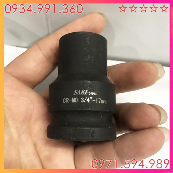Đầu típ khẩu 3/4 inch 56mm6 cạnh kích thước từ 17 đến 21mm. Nhật Bản. Mở động cơ máy, ô tô. Chất liệu thép Carbon CRMO.