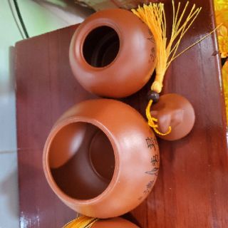 Hủ đựng trà hồ lô 2 ngăn đất tử sa