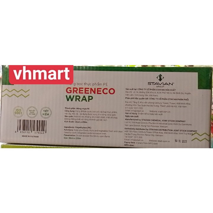 Màng bọc thực phẩm PE GREENECO WRAP side 30cm*250m