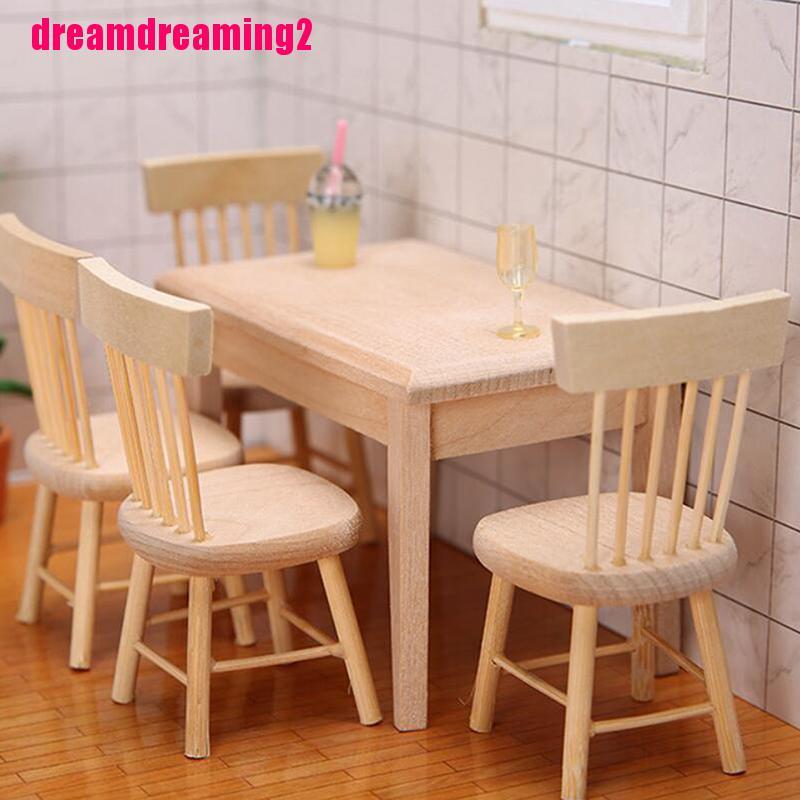 Bộ Ghế Gỗ Tỉ Lệ 1 / 12 Trang Trí Nhà Búp Bê