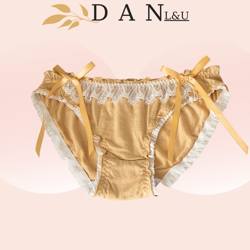 Quần Lót Cotton Phối Ren Nhún Bèo Co Dãn Thoải Mái Xinh Xắn Cho Nữ DAN L&amp;U 1688