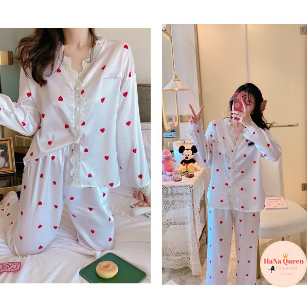 [Sẵn Hàng] Bộ đồ ngủ lụa nữ dài tay phối ren Pijama thu đông phong cách Hàn Quốc 2021 | WebRaoVat - webraovat.net.vn