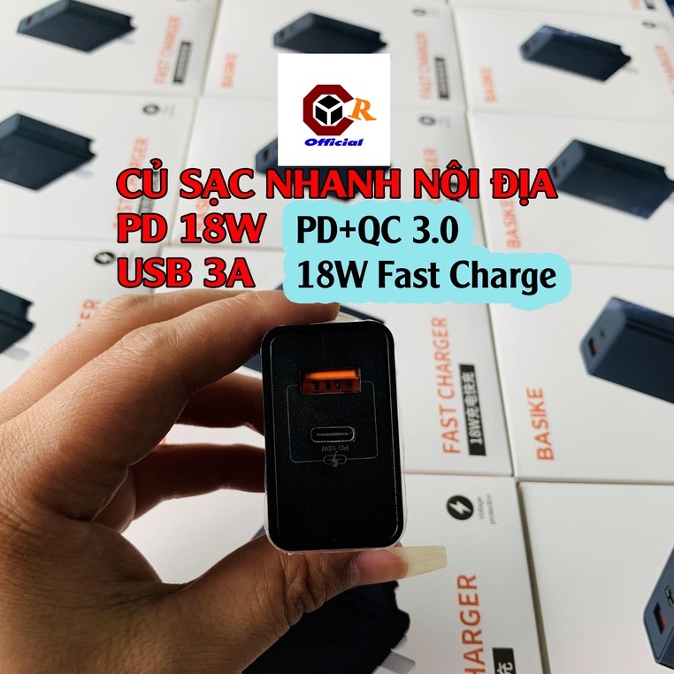 Củ Sạc Nhanh Nội Địa 18W, 3A. Sạc nhanh Với 2 Cổng Kép (2 phút lên 3%)