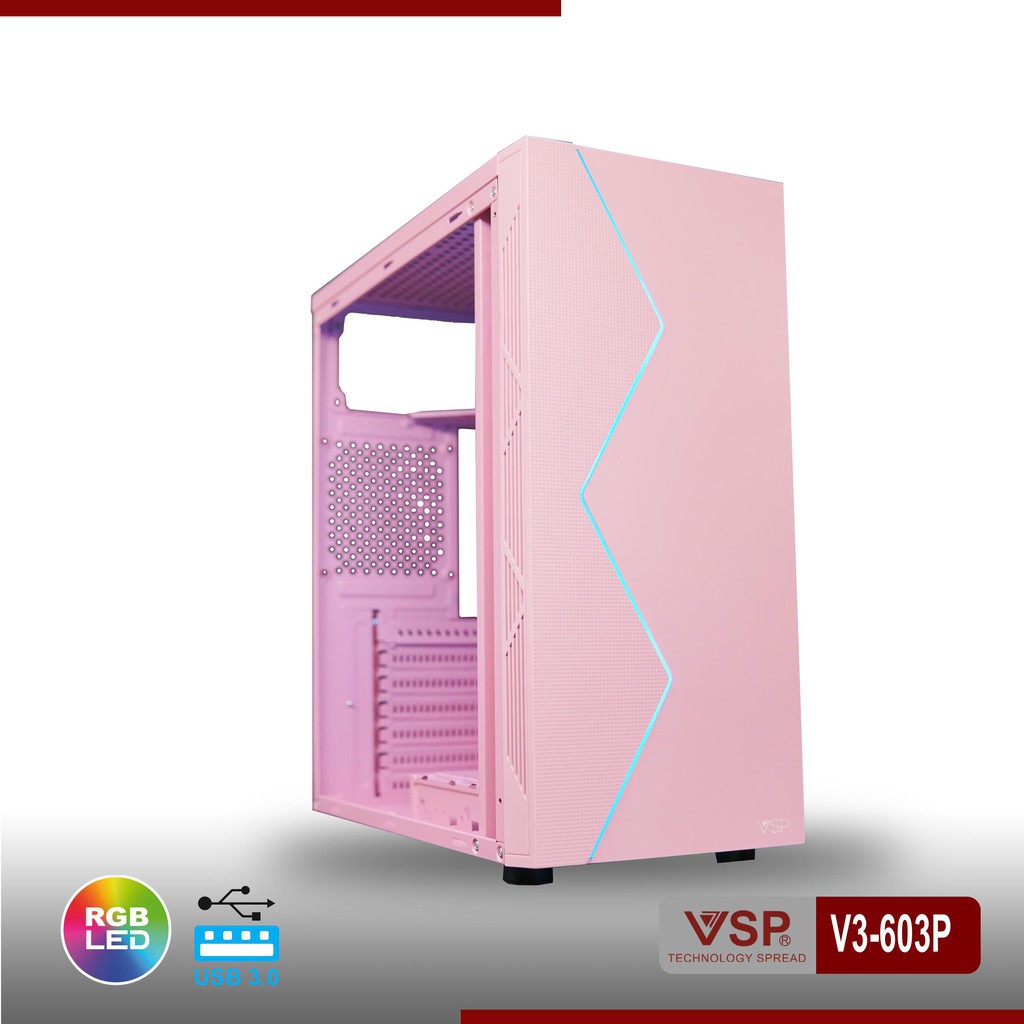 Case VSP V3-603 Có Sẵn LED RGB Và nắp hông Mica trong suốt USB 3.0